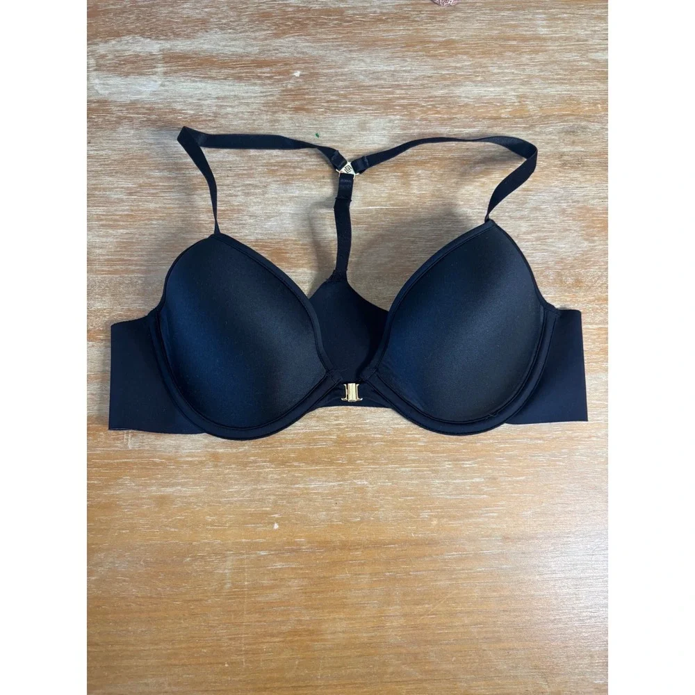 ThirdLove 24/7 Classic Racerback Bra Black Front Closure‎ Gold Hardware 34B